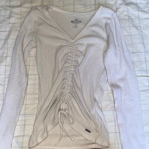 White Hollister Long Sleeve with Ruching Design.